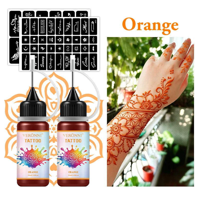 Waterproof Temporary Tattoo Ink Kit with Stencils