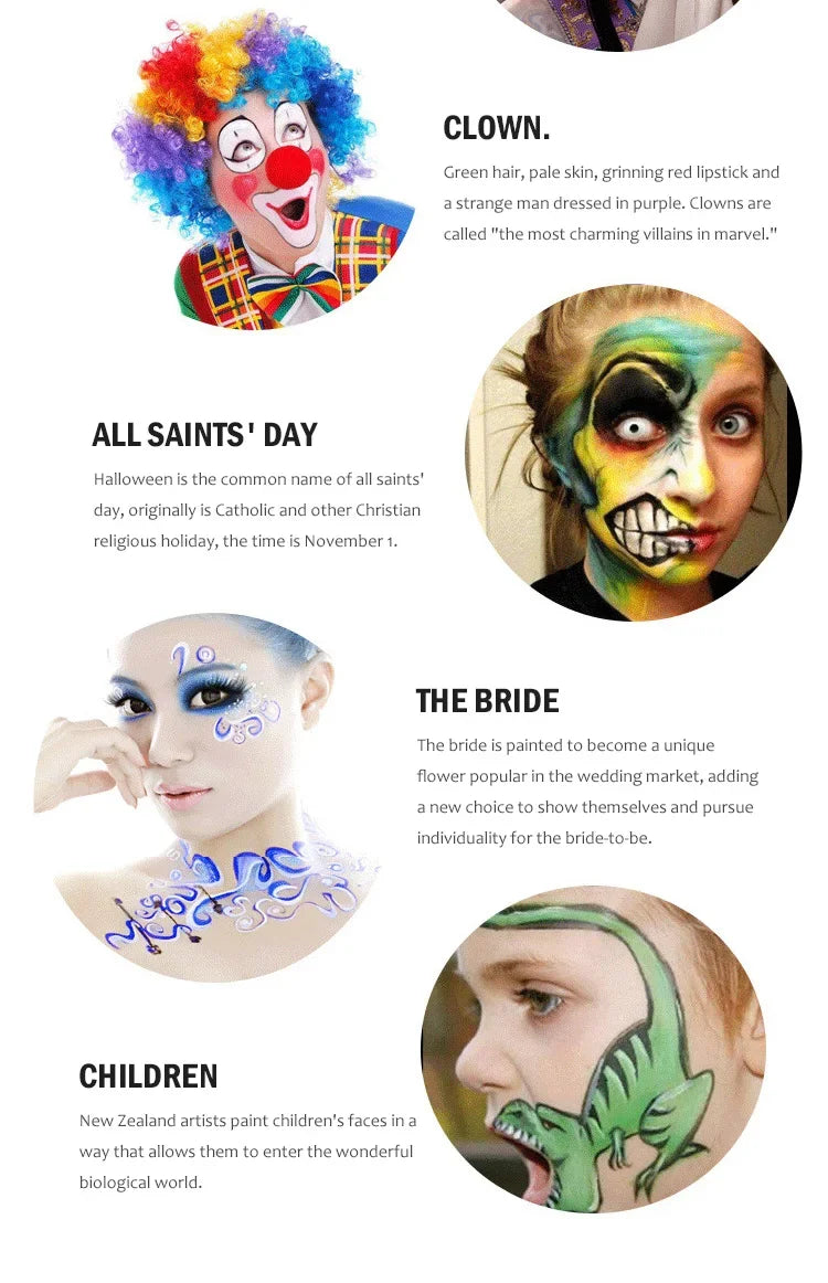 Professional 12-Color Face and Body Painting Kit with Setting Powder - 12