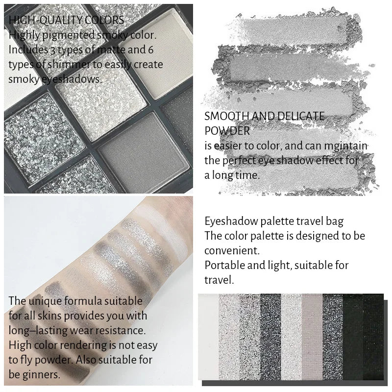9-Color Smoky Matte and Shimmer Eyeshadow Palette