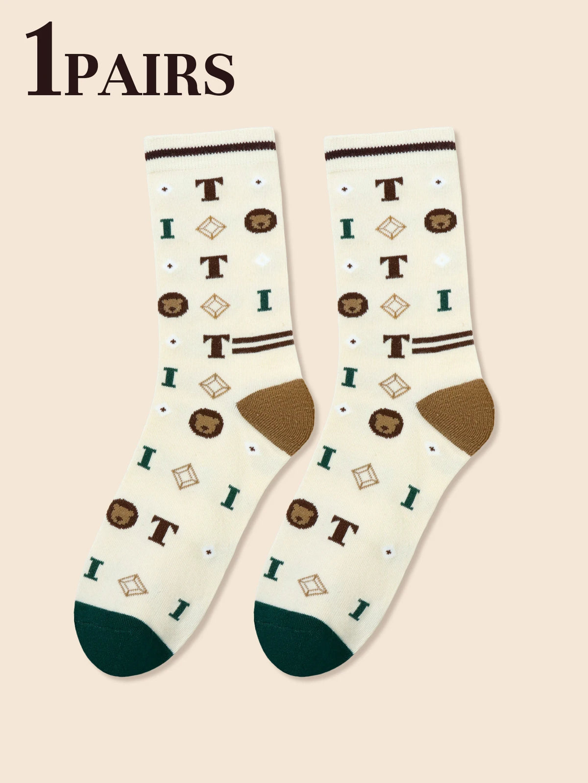 Trendy Teddy Bear Crew Socks for Men