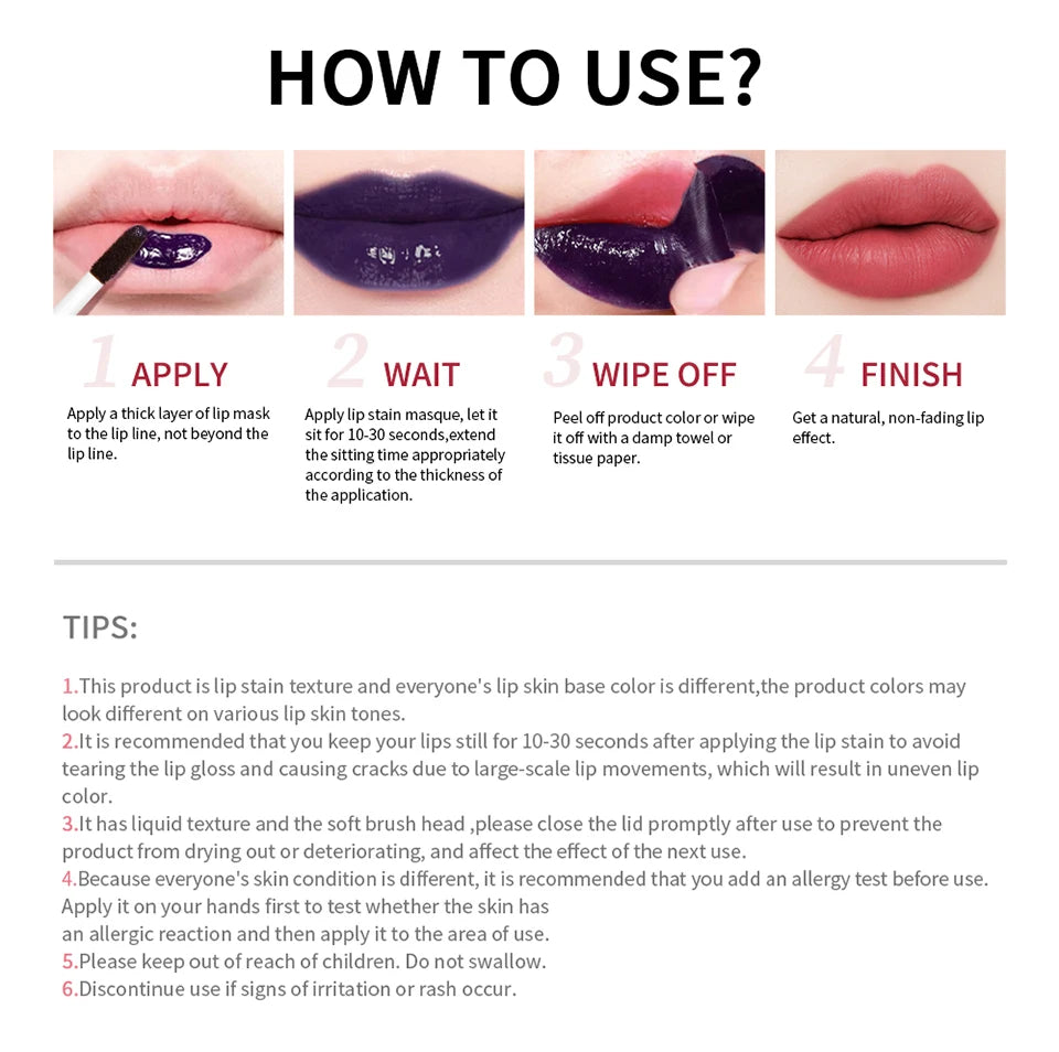 Waterproof Peel-Off Lip Stain Set - 15