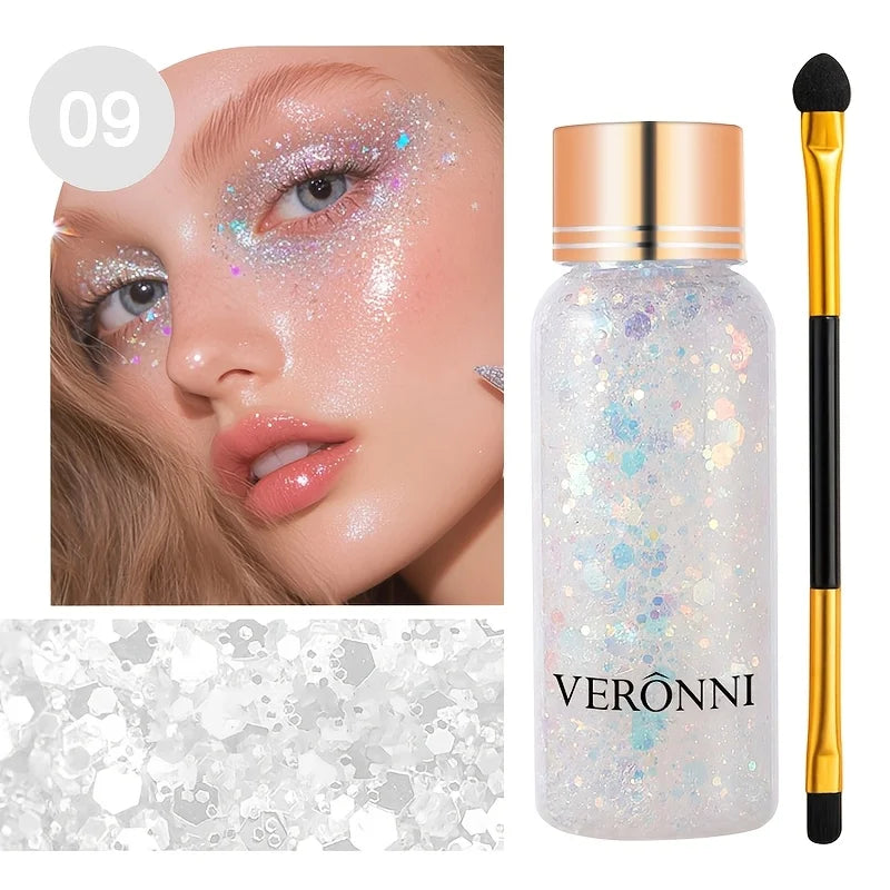 Face and Body Glitter Makeup Set with Application Brush