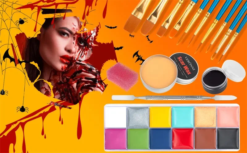 Professional Face and Body Painting Makeup Kit for Halloween - 7