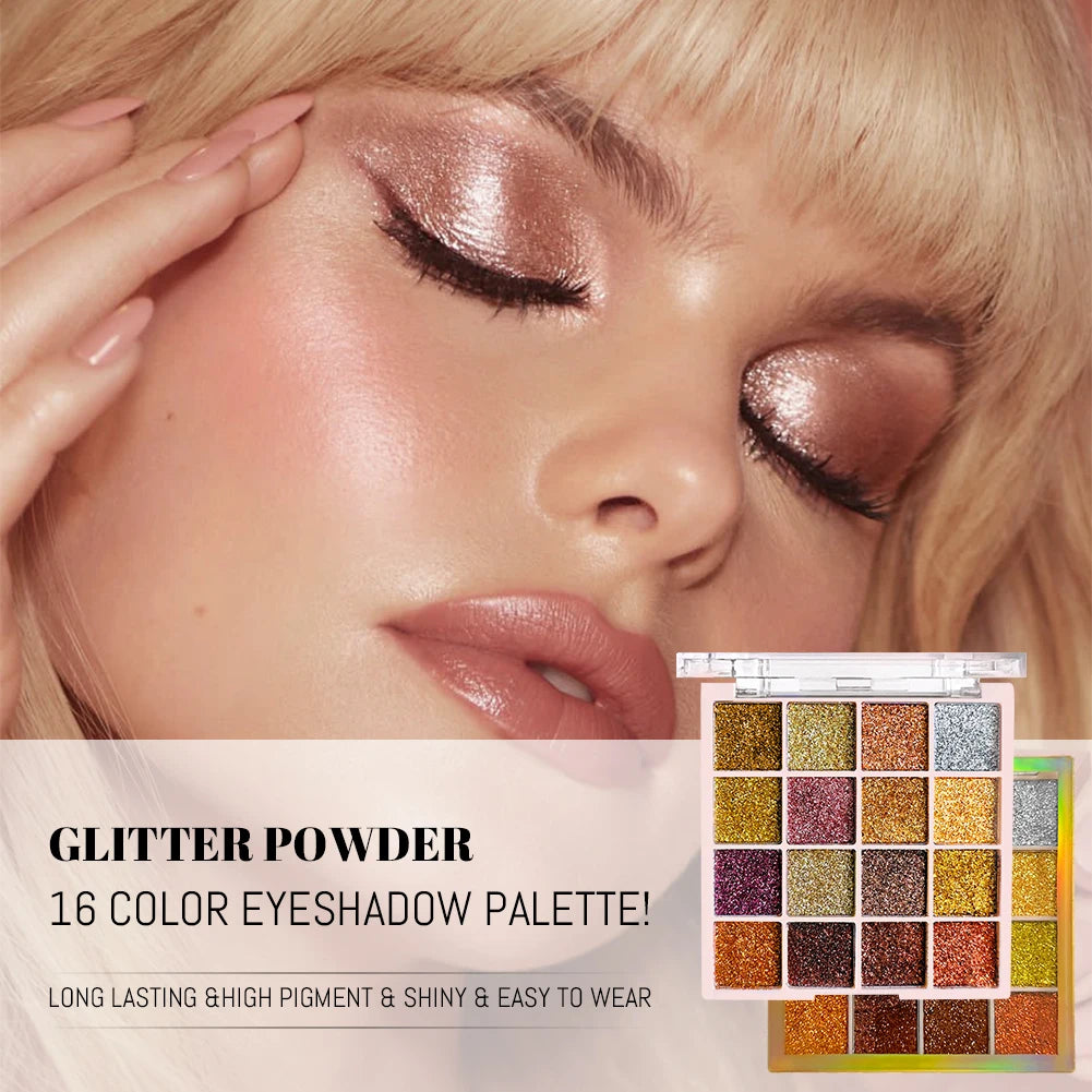 16-Color Glitter Sequin Eyeshadow Palette for Shimmer Makeup - 4