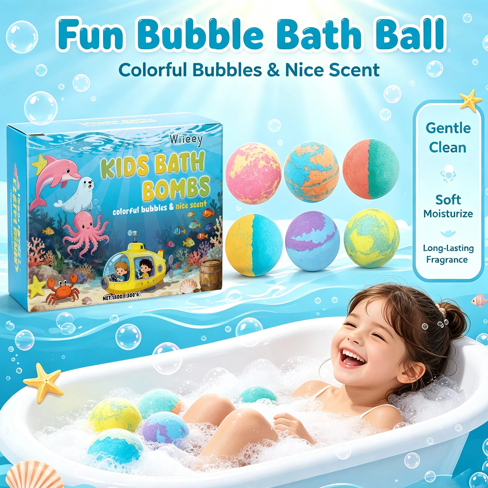 Moisturizing Fizzy Bath Bomb Set for Kids - 4