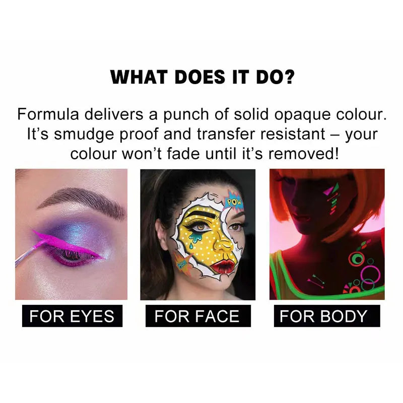 12-Color UV Luminous Face and Body Paint Palette