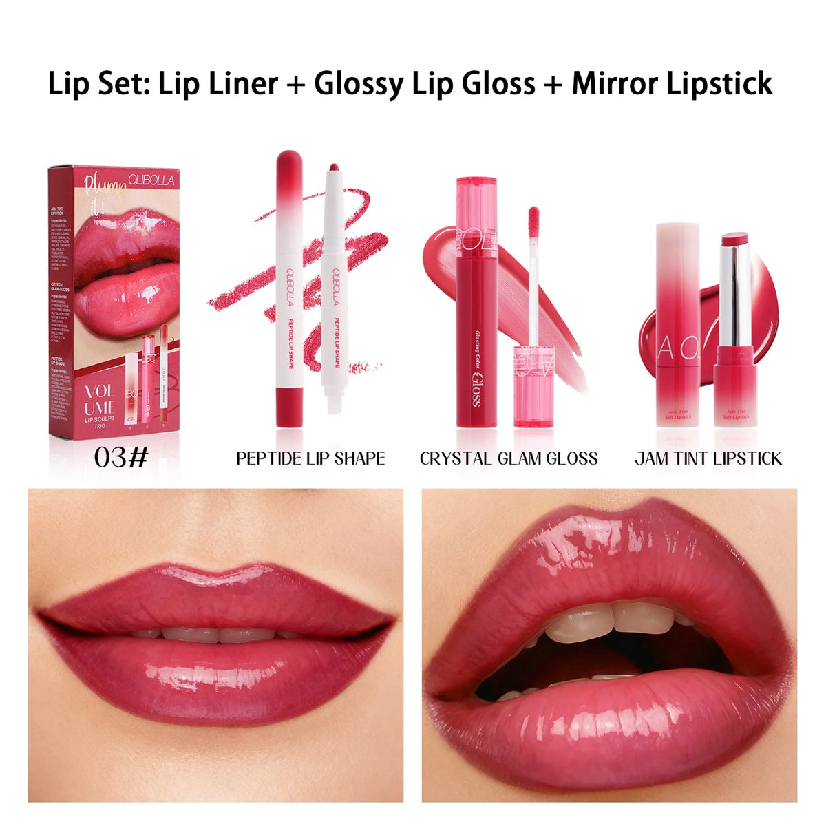 3-Piece High-Shine Plumping Lip Gloss and Liner Set