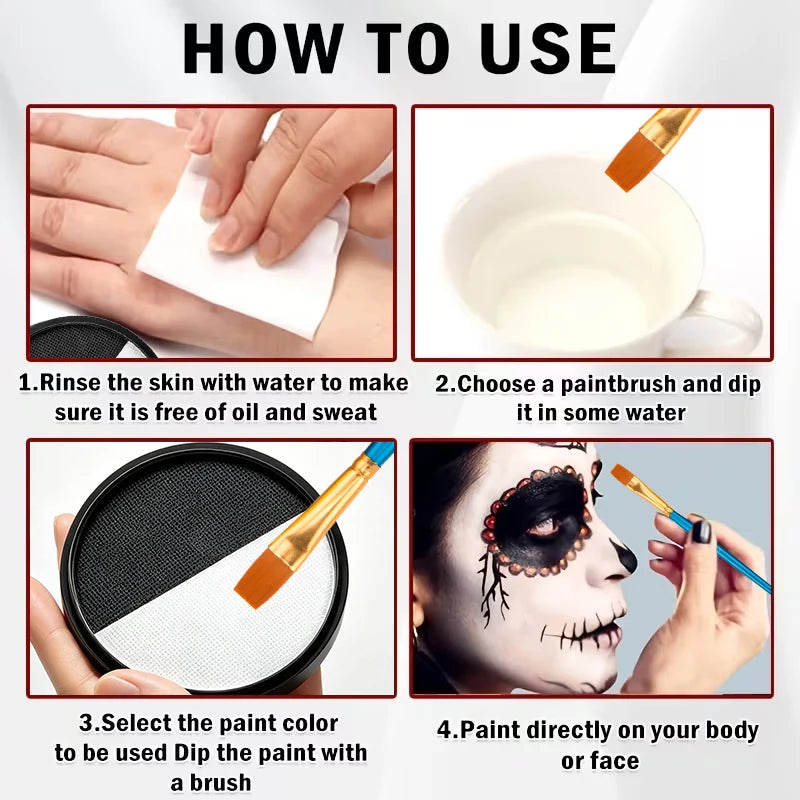 Dual-Split Water-Based Face and Body Paint Set