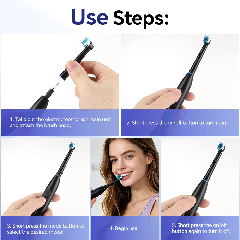 Rechargeable Rotating Electric Toothbrush with 5 Cleaning Modes