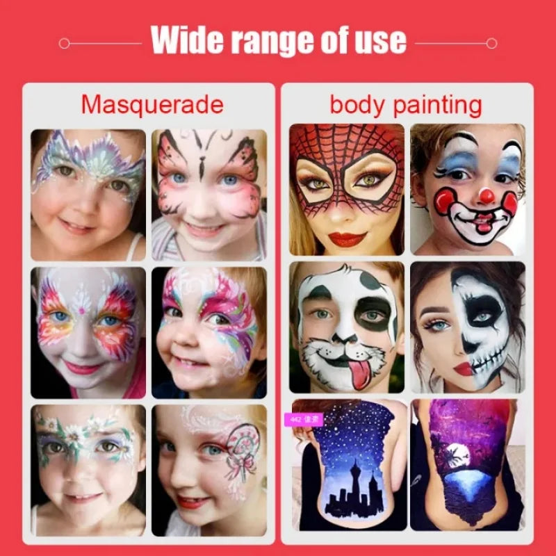 Professional 12-Color Face and Body Painting Kit with Setting Powder
