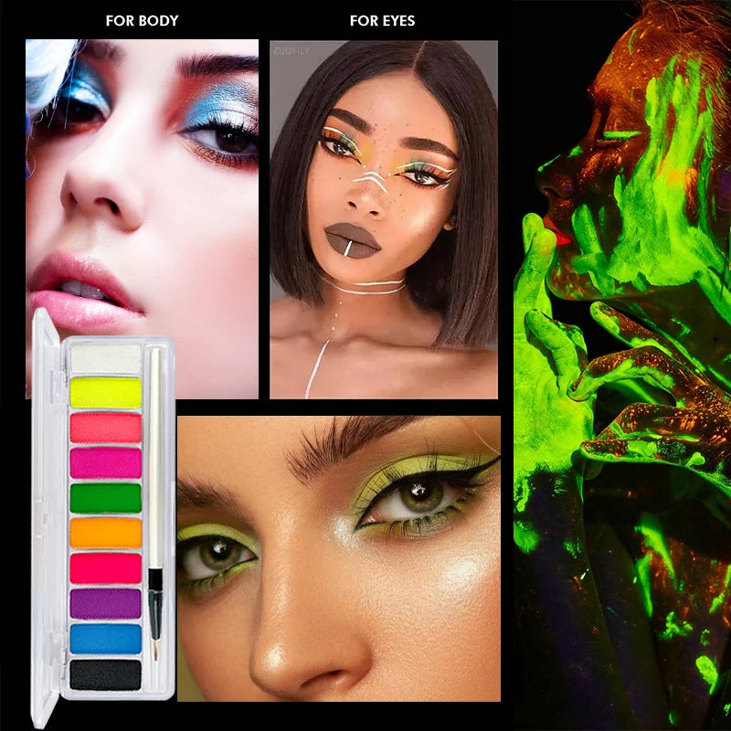 10-Color UV Glow Face and Body Paint Palette - 4