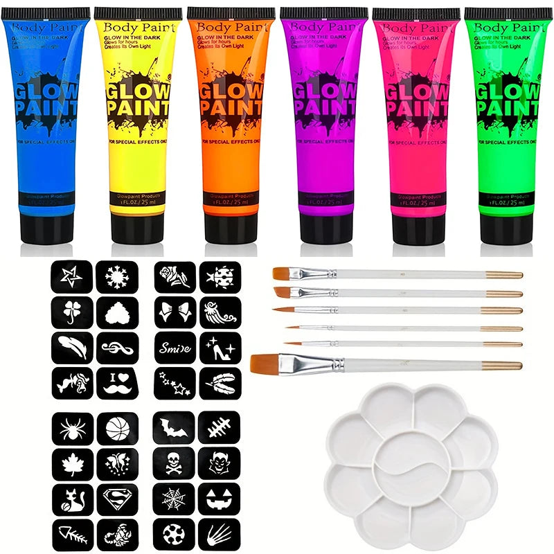 Neon UV Glow Face and Body Paint Set for Parties - 19
