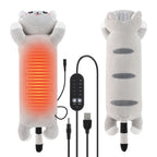 USB Heated Cat Plush Pillow for Period Cramps and Back Pain
