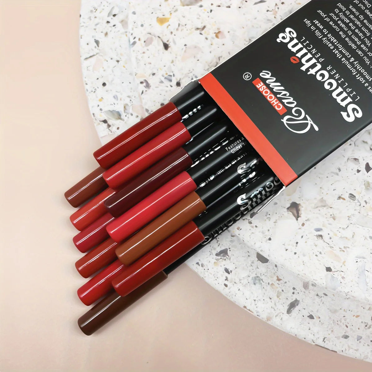 12-Piece Waterproof Matte Lip Liner Pencil Set