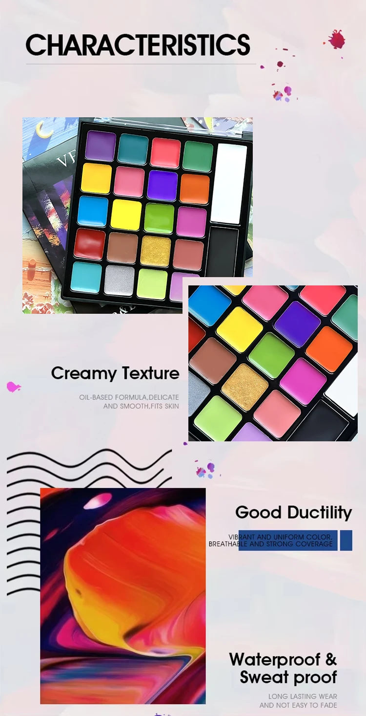 22-Color Professional Face and Body Paint Palette for Costumes - 7