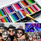 12-Color Rainbow Face and Body Paint Palette for Kids and Parties