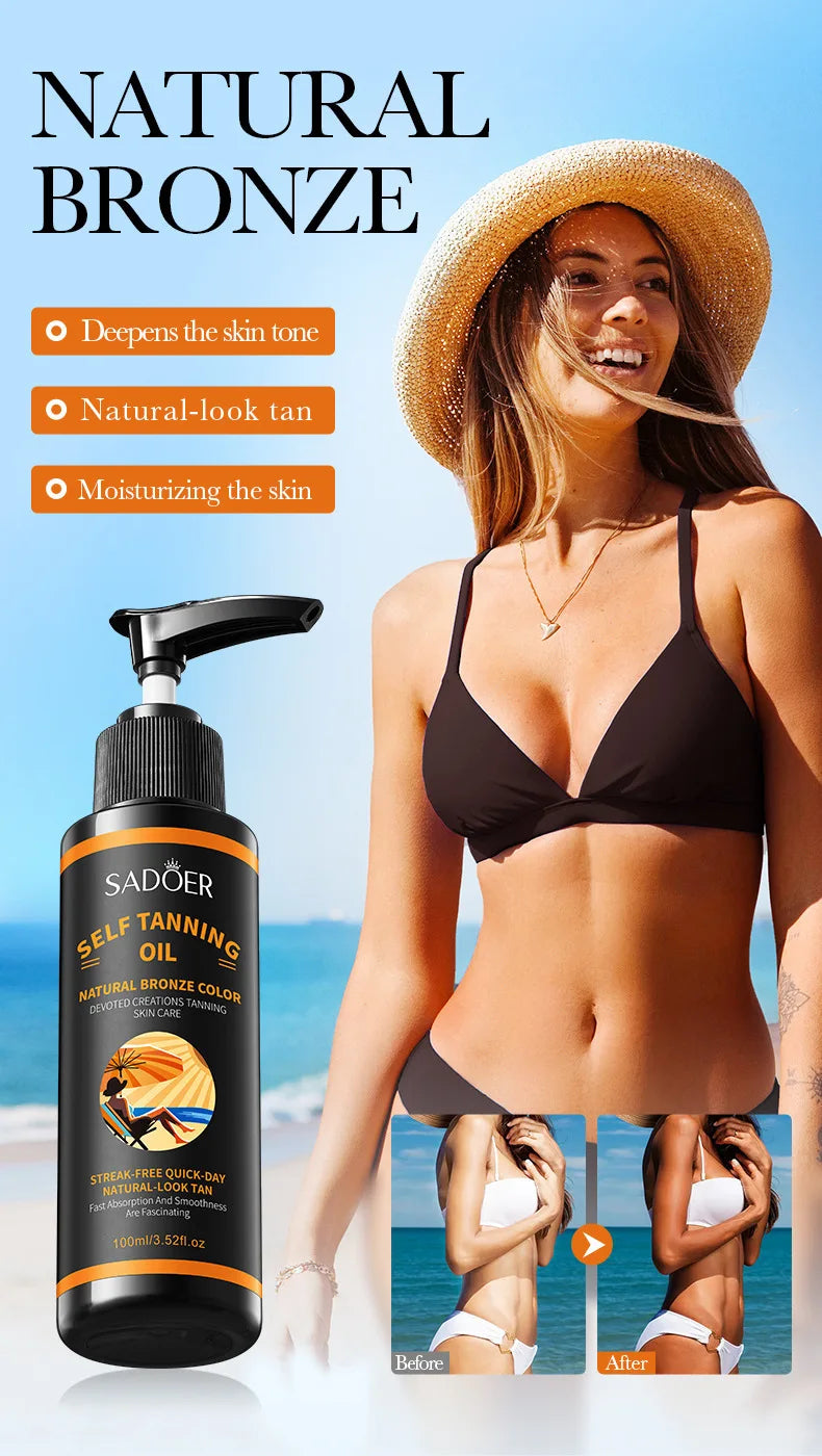 Streak-Free Self Tanning Bronzing Oil for Radiant Skin - 7