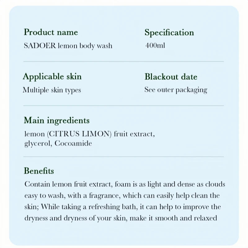 Refreshing Lemon Moisturizing Body Wash for Smooth Skin