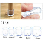 Non-Slip Transparent Chair Leg Floor Protector Pads 16-Piece Set