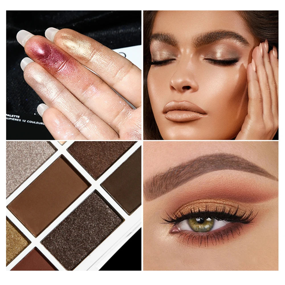 12-Color Neutral Eyeshadow Palette for Smoky and Party Looks