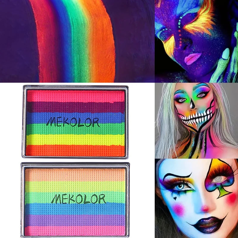 UV Glow Rainbow Face and Body Paint Palette