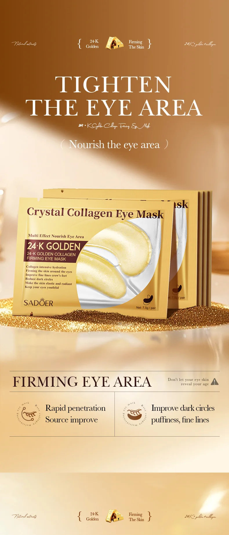 Collagen Firming Eye Masks for Puffy Eyes and Dark Circles