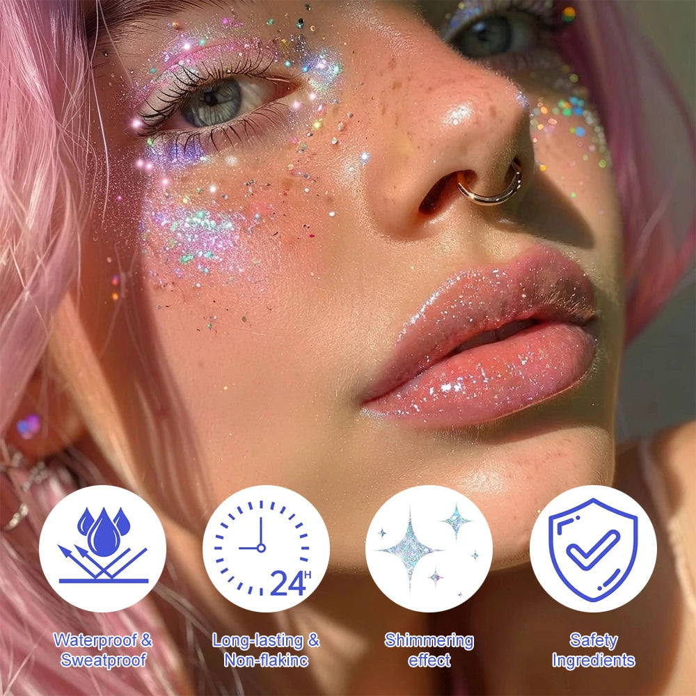 Waterproof Body Shimmer Glitter Gel for Face and Body