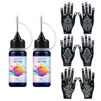 Temporary Tattoo Ink Kit with Stencils for DIY Body Art