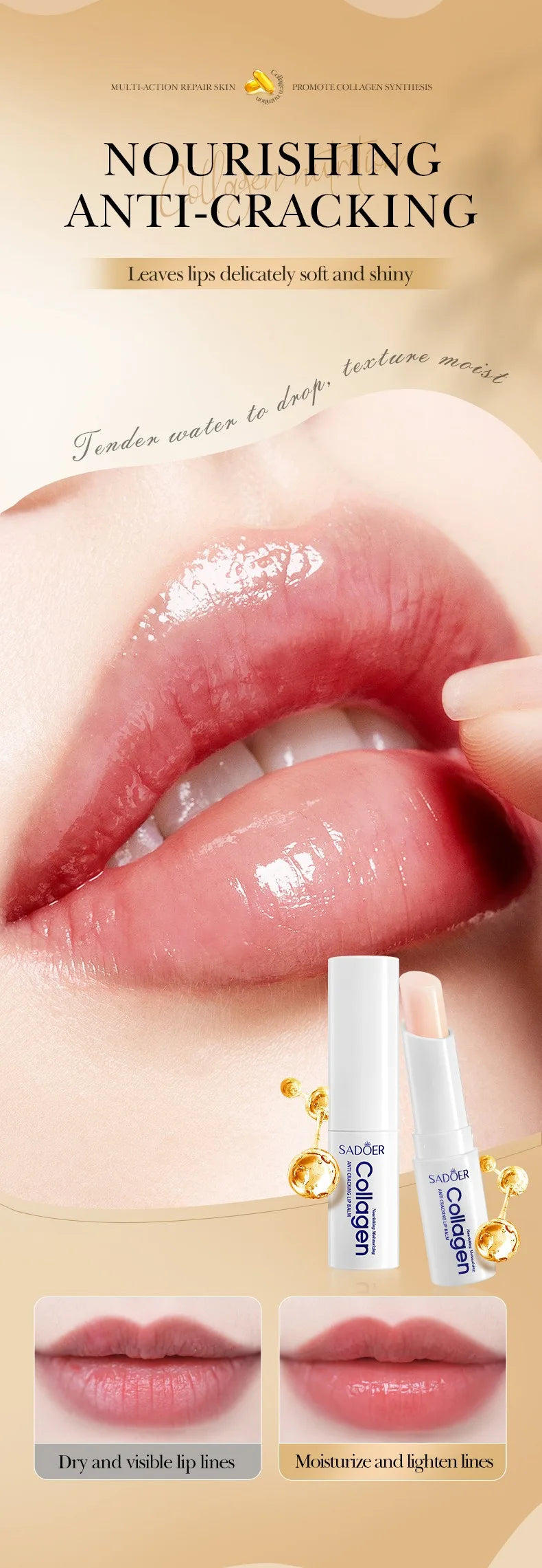 Hydrating Collagen Lip Balm for Chapped Lips