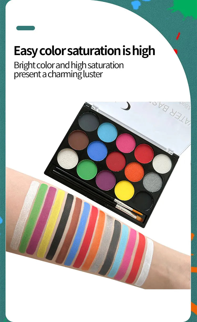 15-Color Professional Face and Body Painting Kit