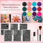 12-Color Glitter Temporary Tattoo and Body Art Kit