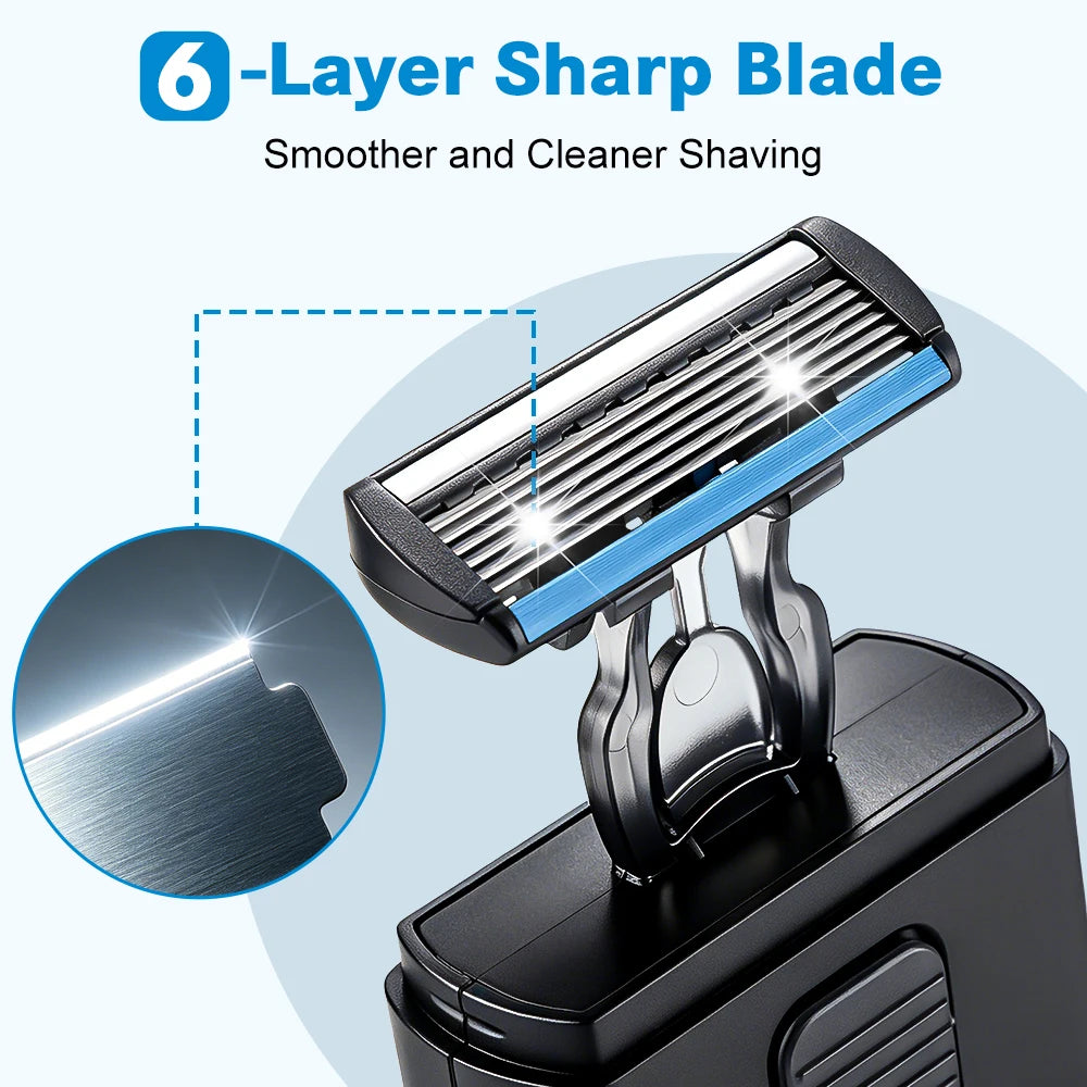 Portable Retractable 6-Layer Manual Razor for Travel - 3