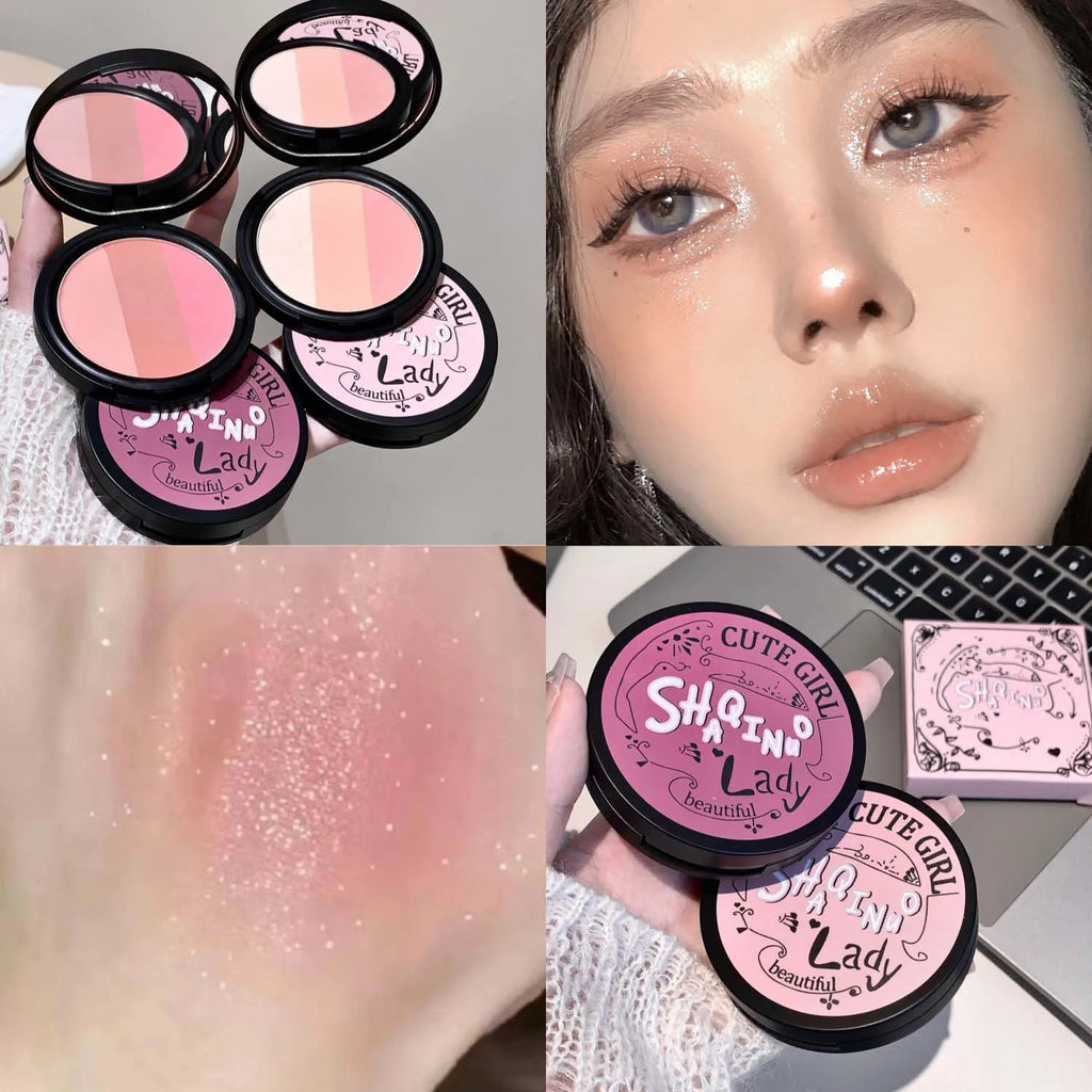 Triple-Tone Gradient Matte Highlighter and Blush Palette