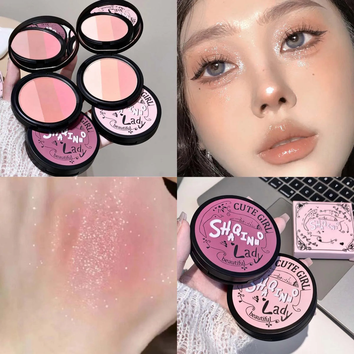 Triple-Tone Gradient Matte Highlighter and Blush Palette