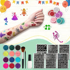 12-Color Glitter Temporary Tattoo and Body Art Kit