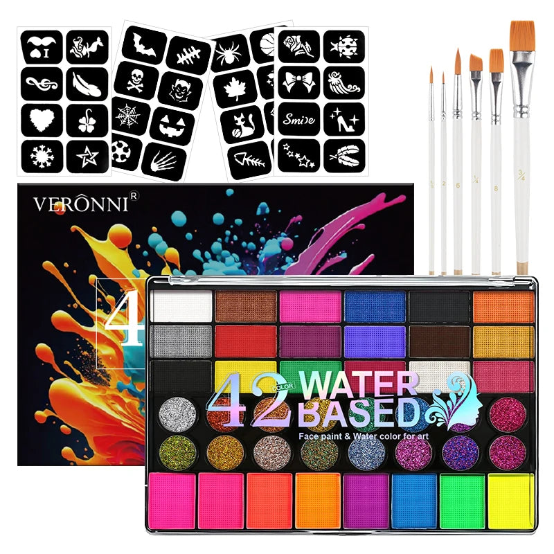 42-Color Professional Face and Body Paint Palette
