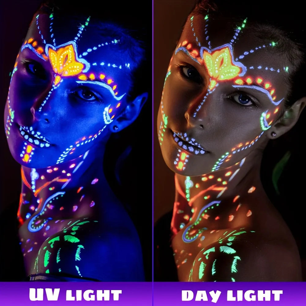 Neon UV Glow Face and Body Paint for Parties and Festivals