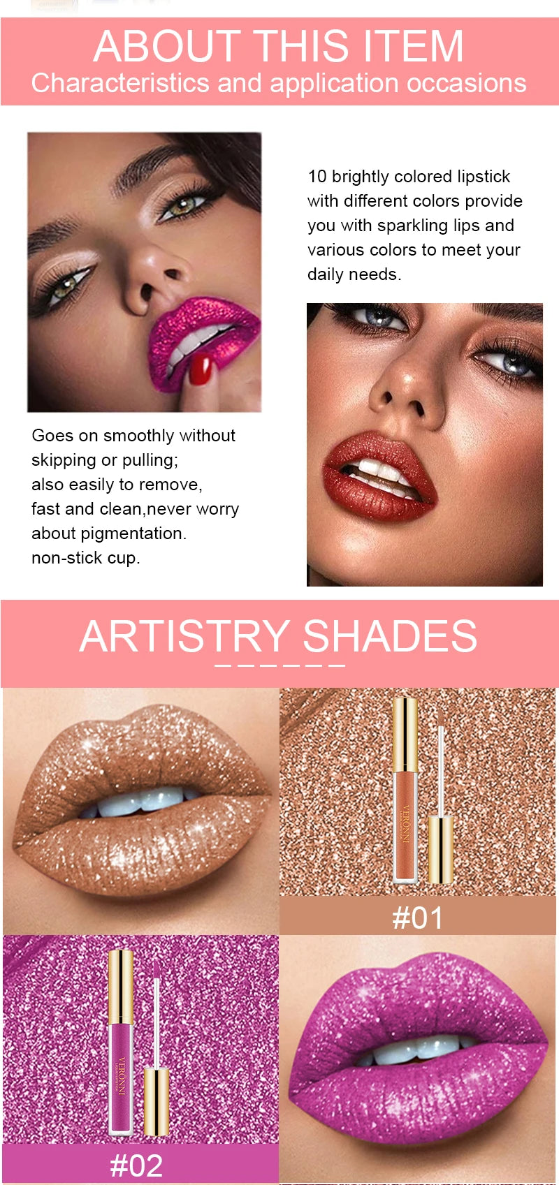 Shimmering Long-Lasting Waterproof Liquid Lipstick