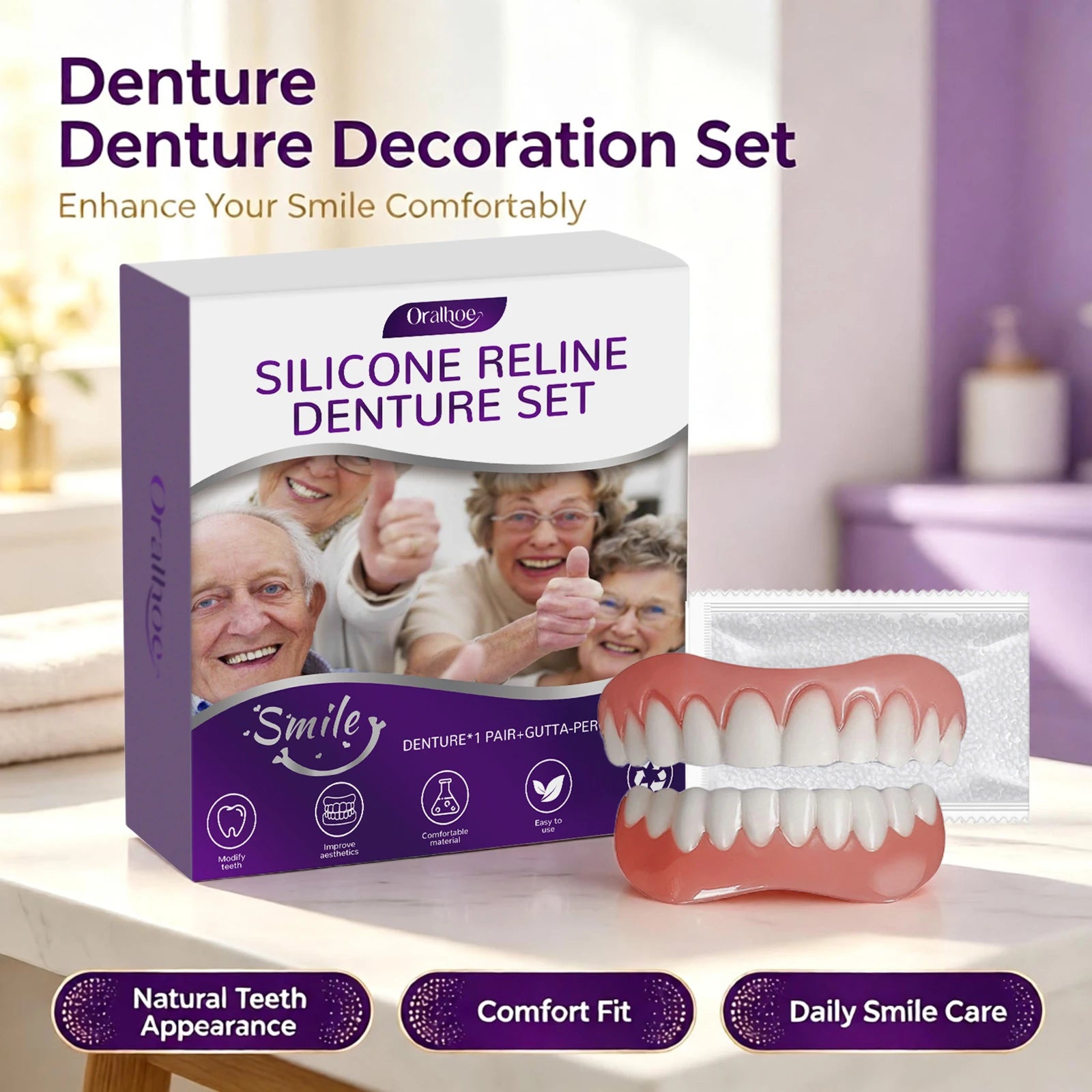 Cosmetic Silicone Denture Set for Instant Natural Smile - 5