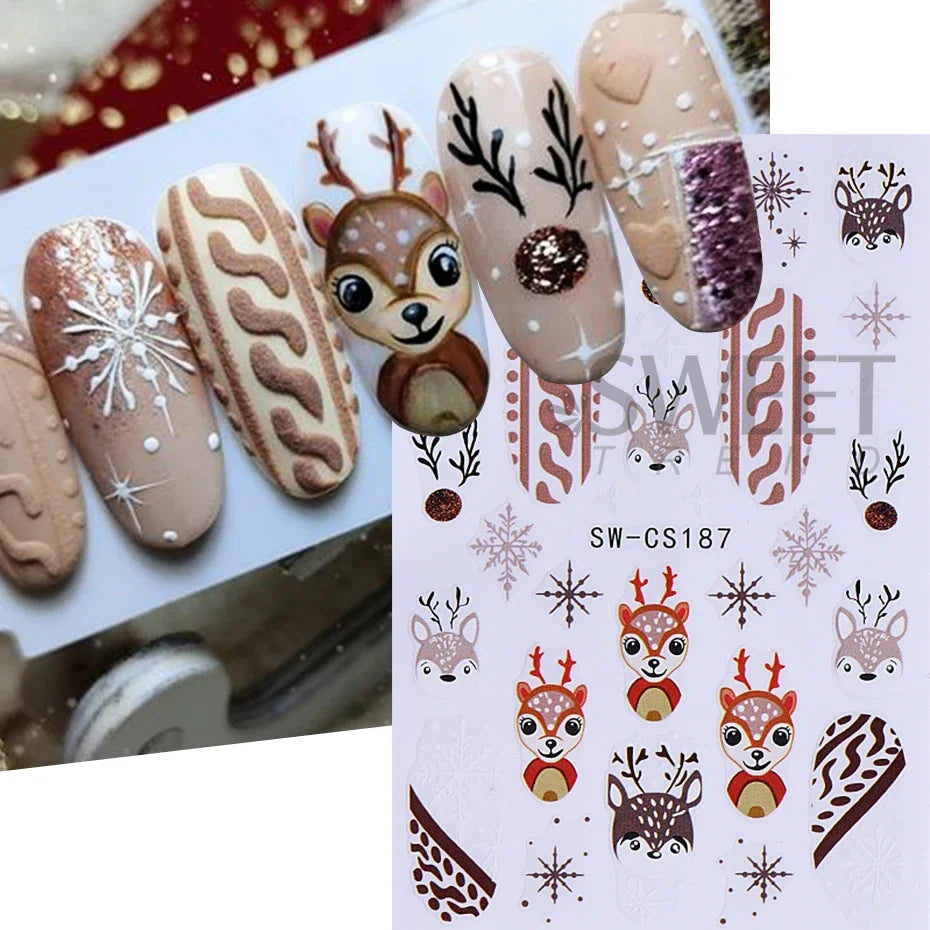 Festive Christmas Holiday Nail Art Decals - 4