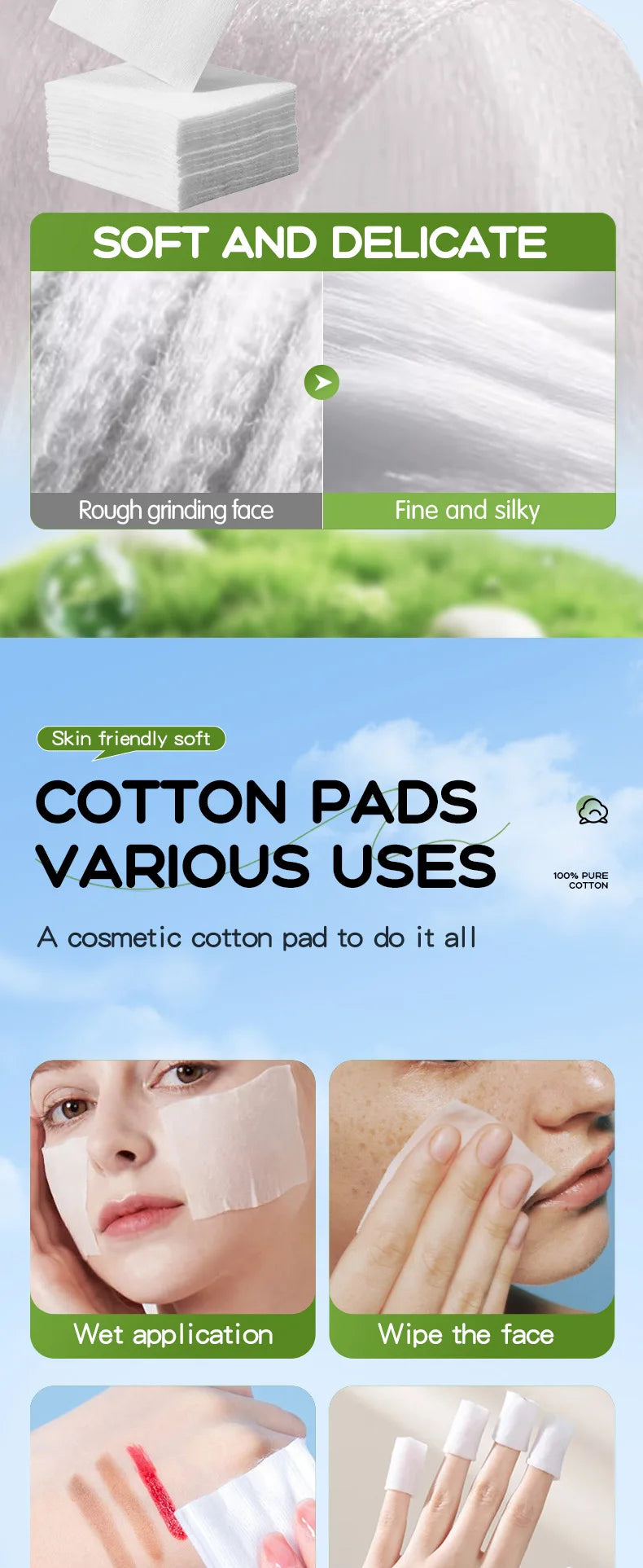 Gentle Avocado Cotton Makeup Remover Pads