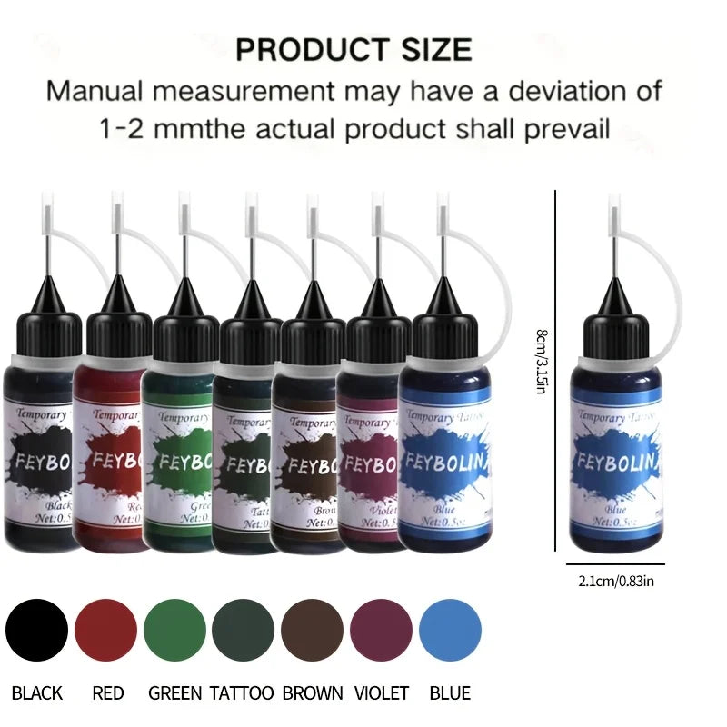 Long-Lasting Temporary Tattoo Ink Kit with Stencils