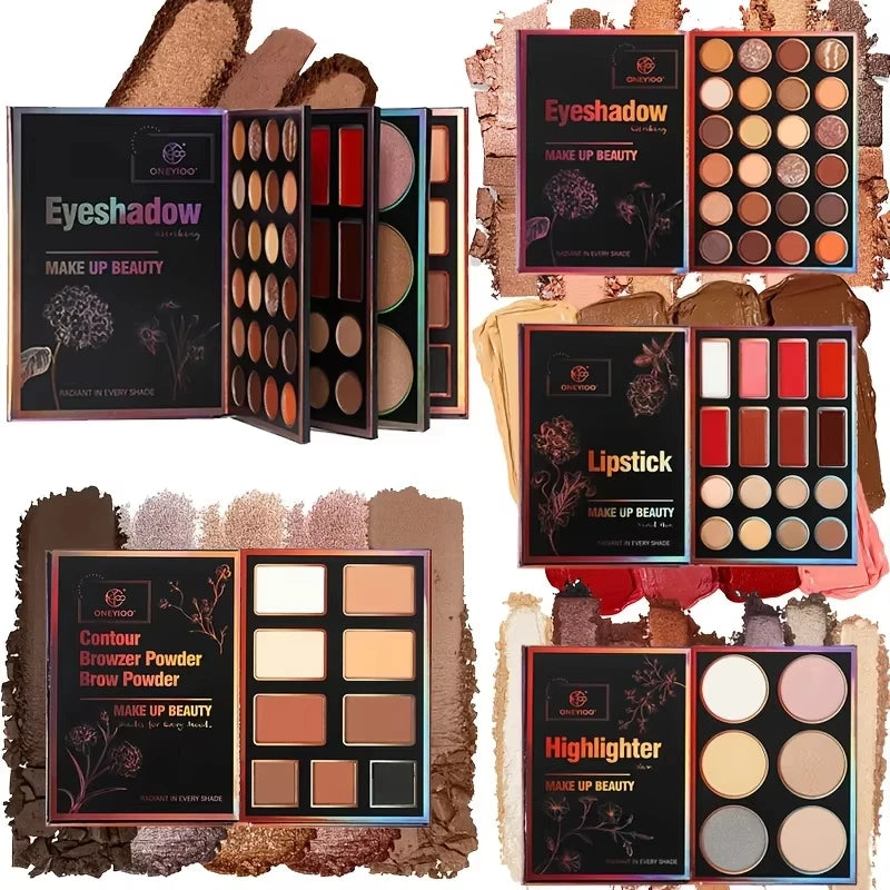 55-Color Professional Eyeshadow, Highlighter and Lip Gloss Palette