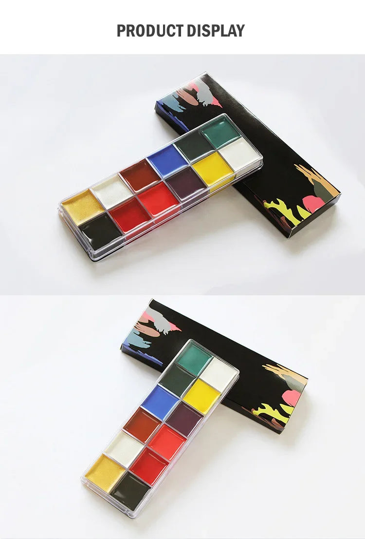 12-Color Professional UV Glow Face and Body Paint Set