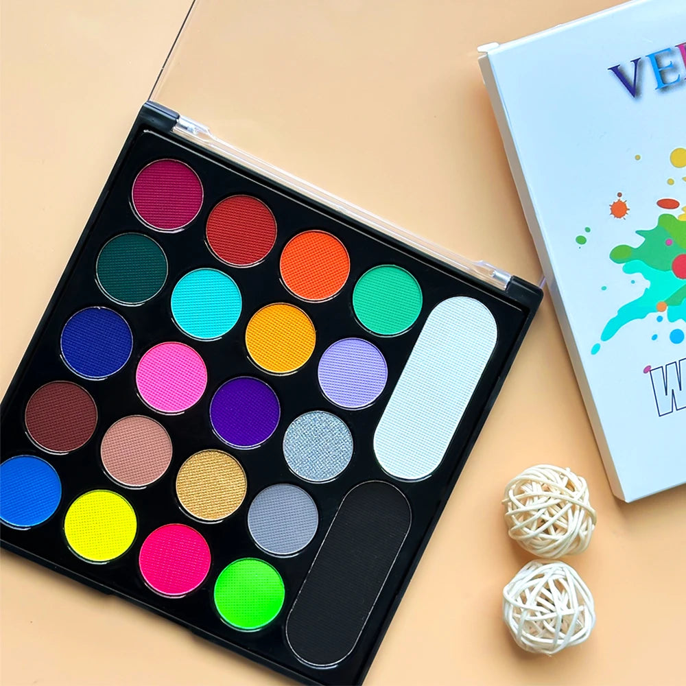 22-Color Professional Neon Face and Body Paint Palette