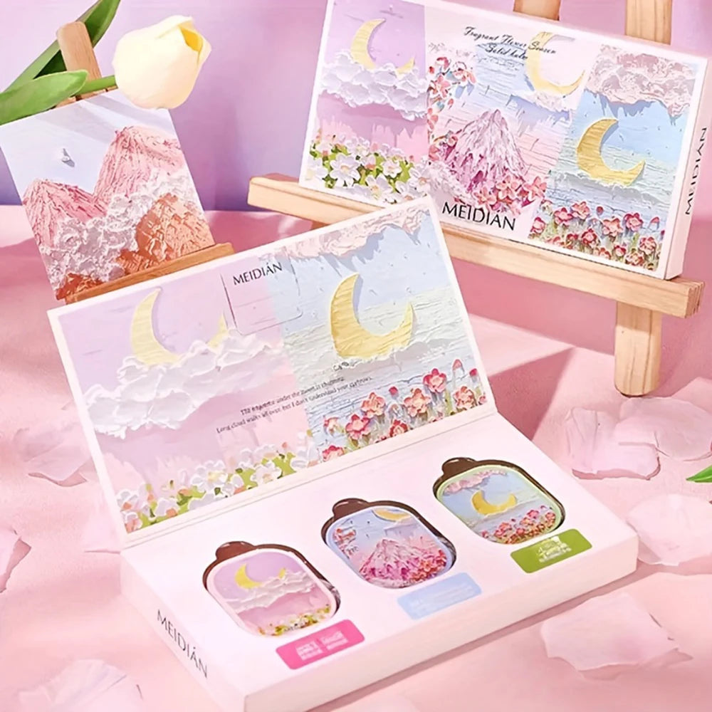 Portable Floral Solid Perfume Balm Set for Women