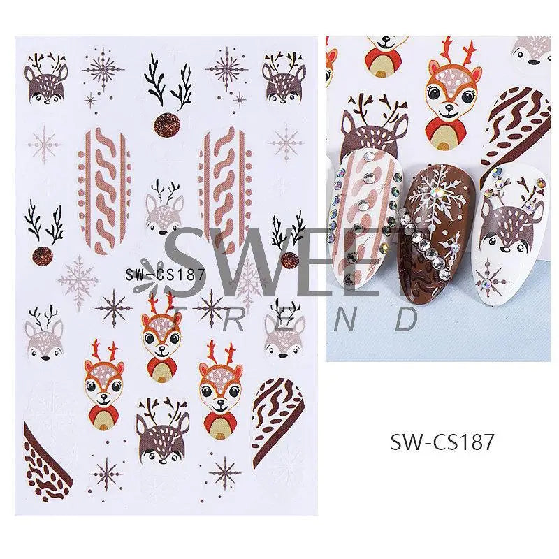 Festive Christmas Holiday Nail Art Decals