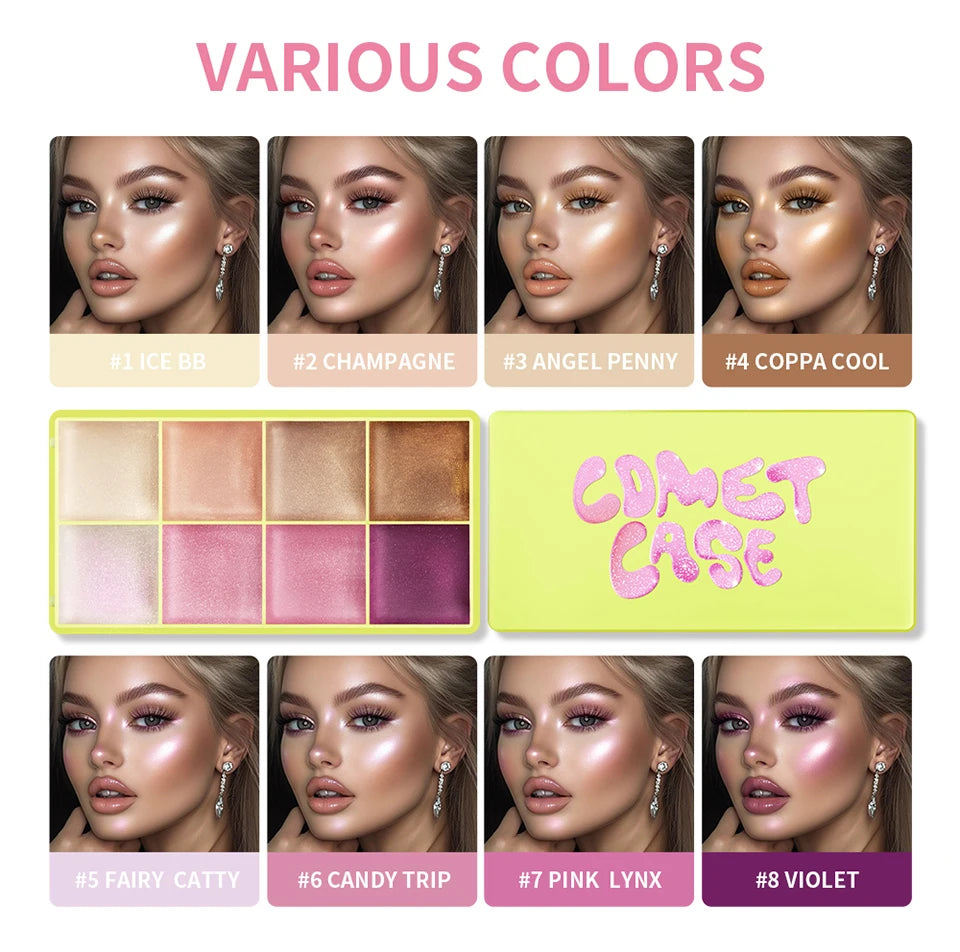 8-Color Cream Contour, Blush and Highlighter Palette
