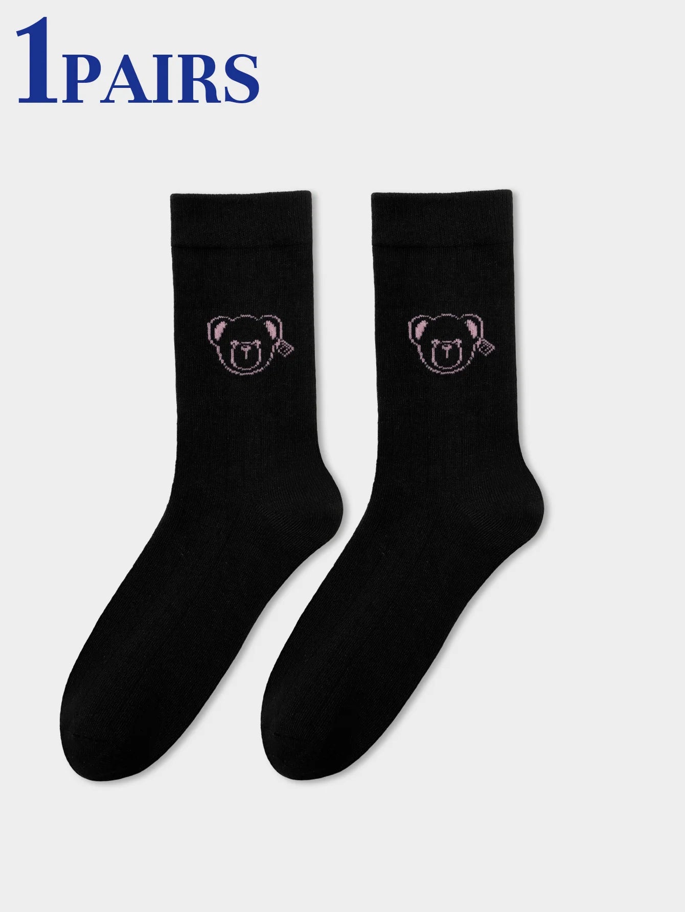 Creative Teddy Bear Embroidered Crew Socks - 9