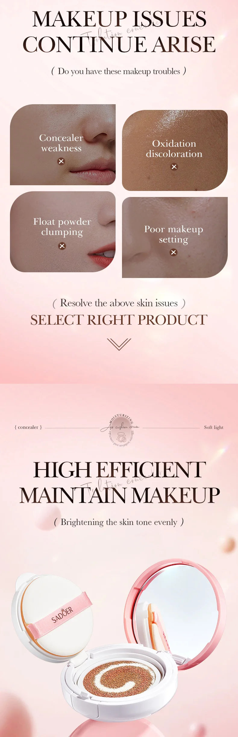 Three-Color Brightening Concealer Cushion Foundation